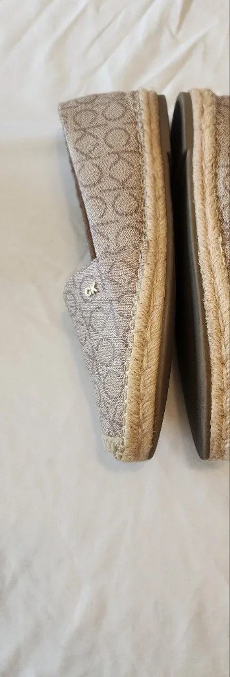 Beige/Taupe Calvin Klein Logo Popular2 Espadrille Slip-On Flats - Women, 8M